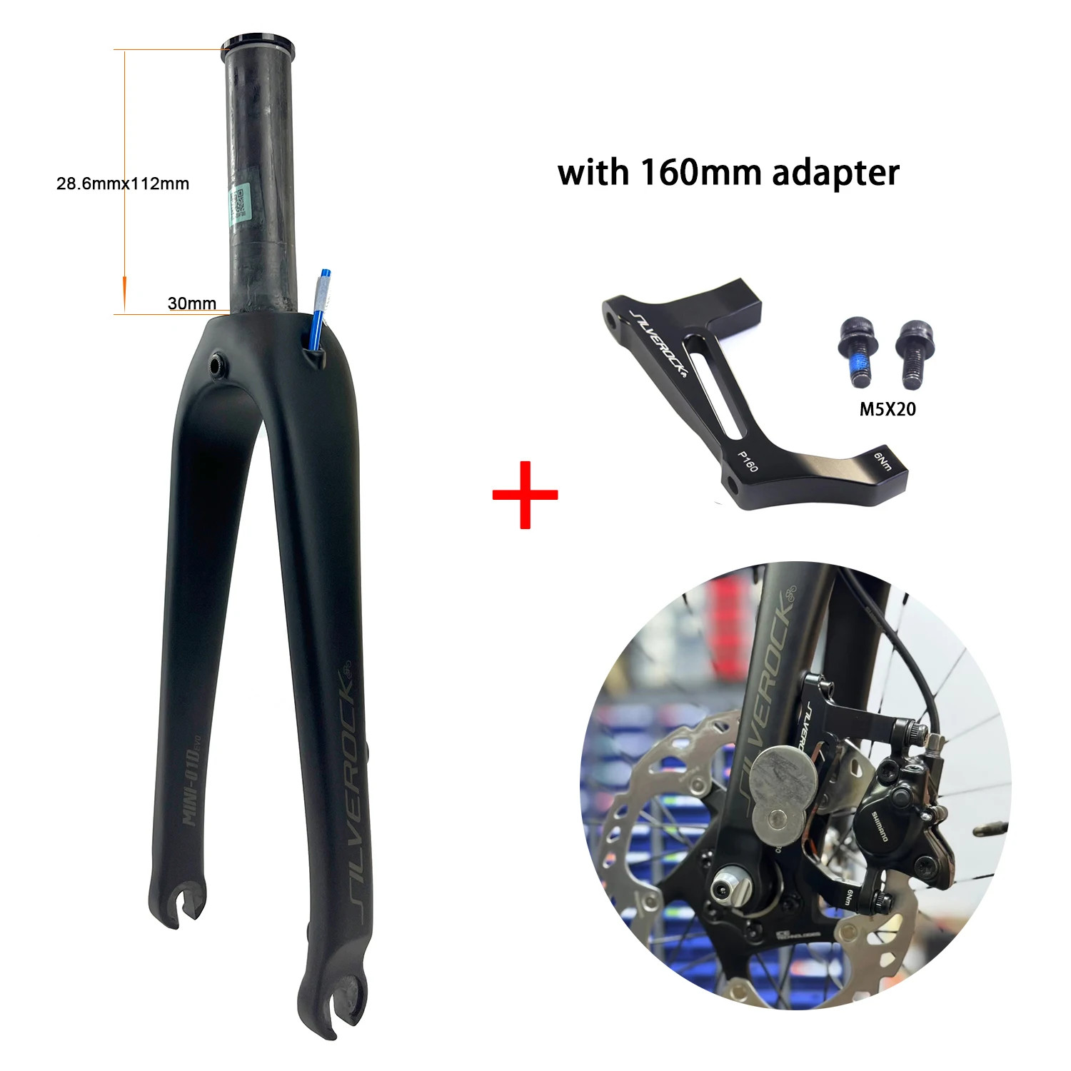 Carbon Fork 16in 349 18in 355 Caliper Disc Brake 100mm 28.6mm for Folding Bike