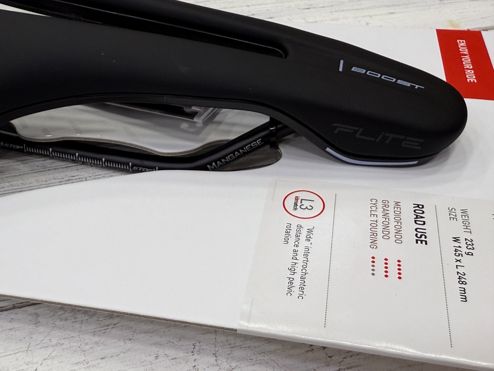 Selle Italia Flite Boost TM Superflow Manganese Rail Saddle Black L3(145x250mm)