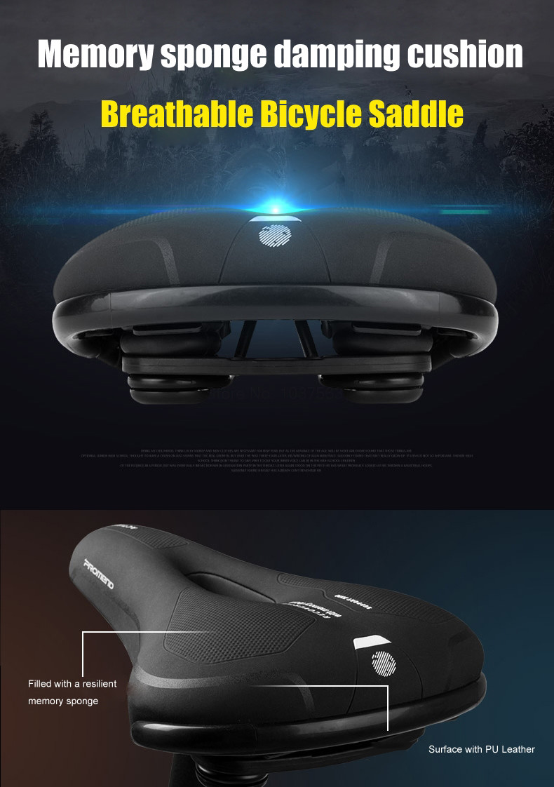 Promend Bicycle MTB Bike Seat Saddle Cushion Pad Thicken Wide PU EVA Foam Saddle