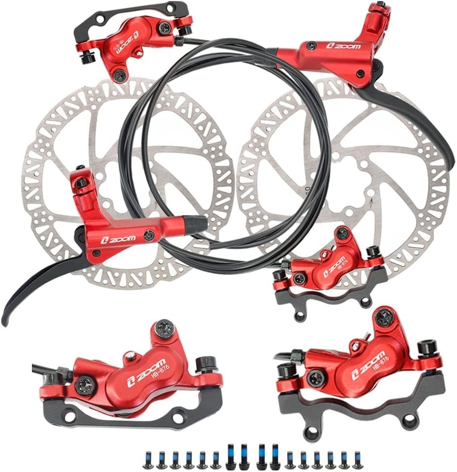 zoom HB876 4-Piston Pre-Bled Hydraulic Disc Brake Set for Mountain Bike, Bike…