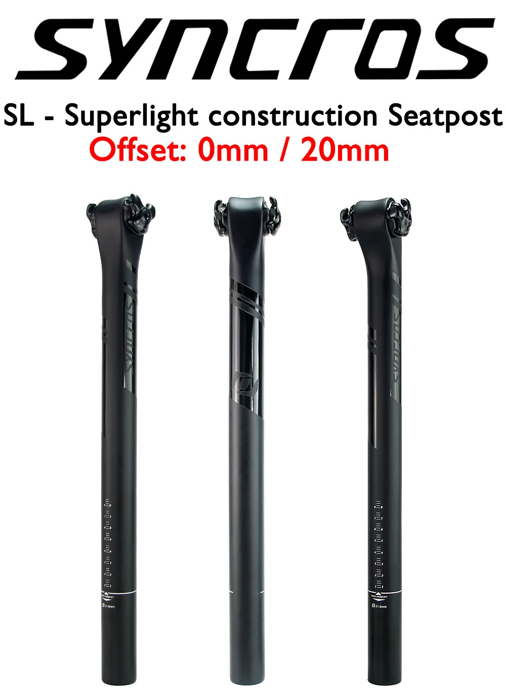 Carbon Cap Mountain/Road Bicycle Seat Post, 27.2mm/30.8mm/31.6mm, 0/20° Offset