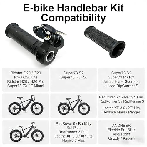 3 Pin Ebike Throttle with Key, Full Twist Throttle Compatible with Ridstar