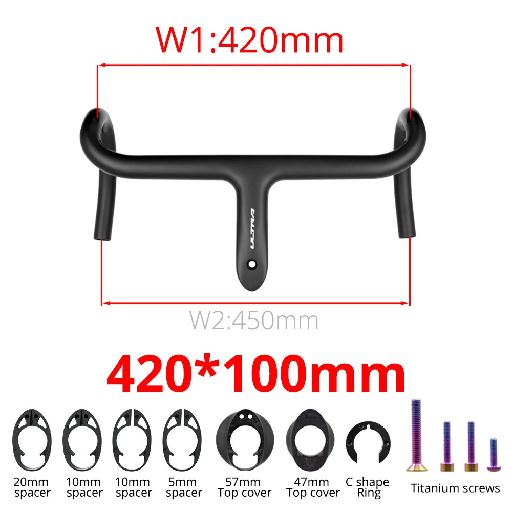 Lightweight Carbon Road Bike Integrated Handlebar 360mm-440mm with Mount 28.6mm