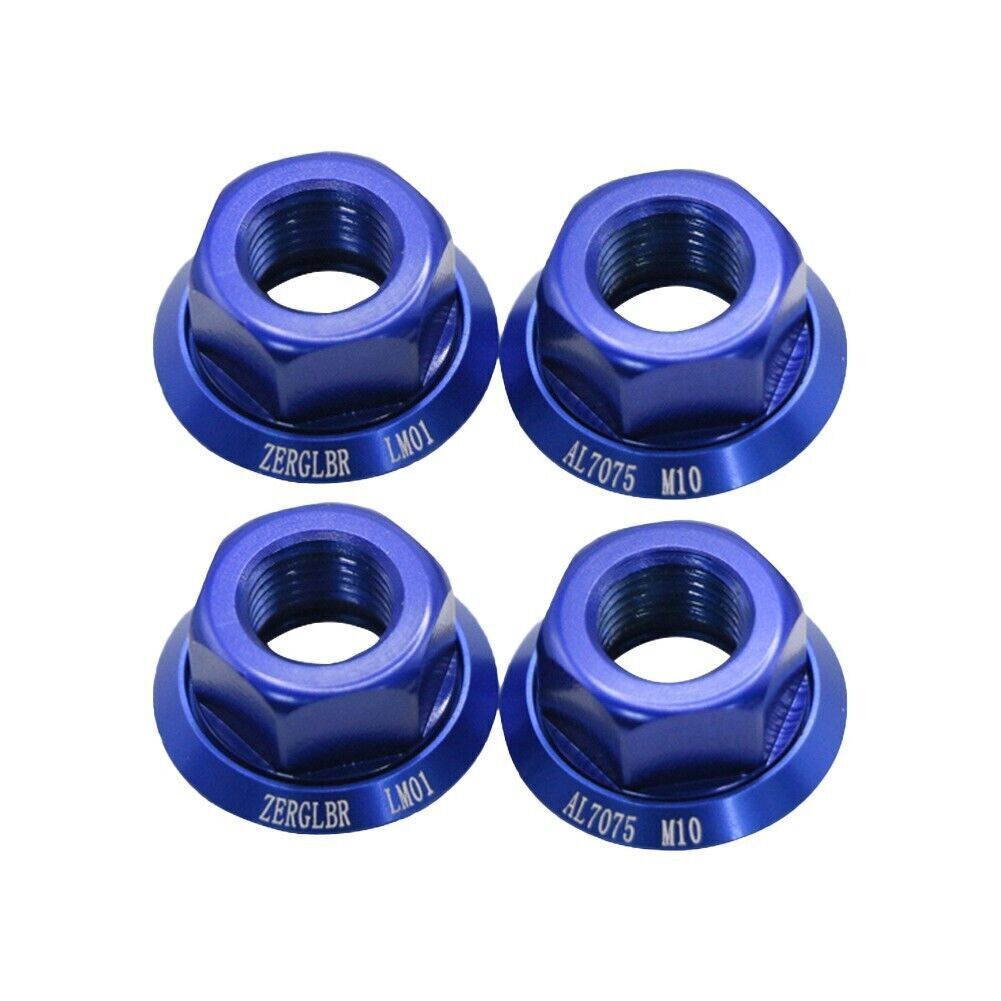 Set of 4 Bike Wheel Hub Axle Nuts Made of 7075 Aluminum Alloy M 10 Size