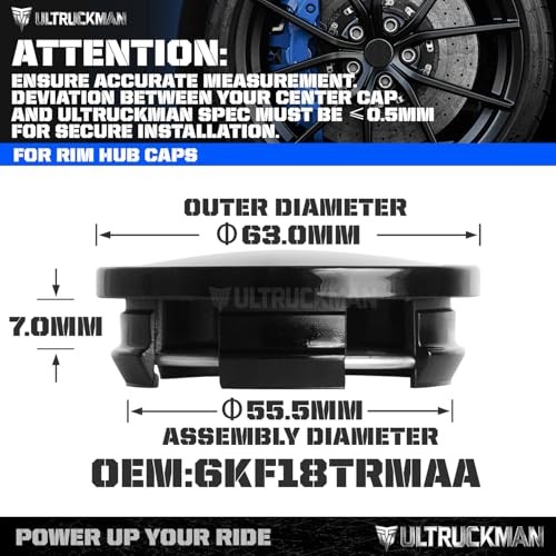 2.5Inch 63MM Wheel Center Caps for Dodge Outer 63MM , Inner 56MM Gloss Black