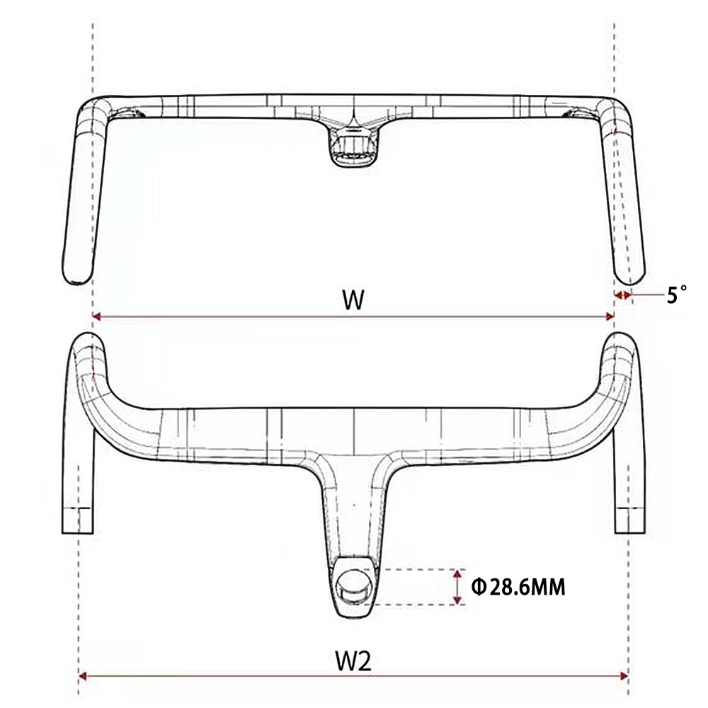 AIRWOLF T1100 Carbon Handlebar Drop Bar Stem Road Bike Internal Routing 360-440m
