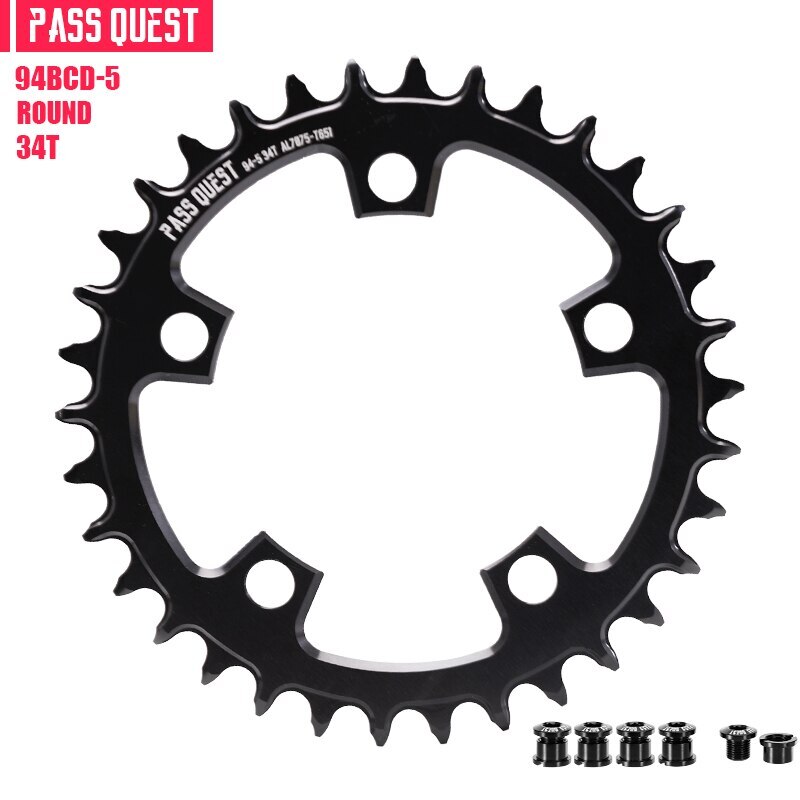 PASS QUEST 94 BCD -5Arm Bicycle Chain wheel ROUND Narrow Wide Chainring 32-46T