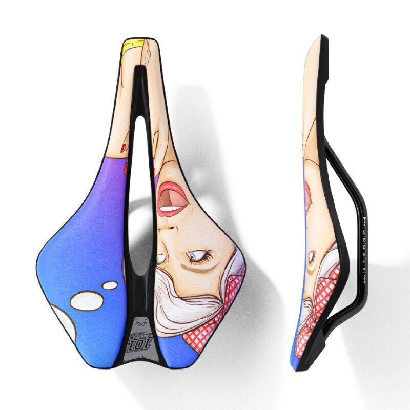 Bicycle Saddle Graffiti Printed Short Nose Bike Seat Ergonomic Cut Out