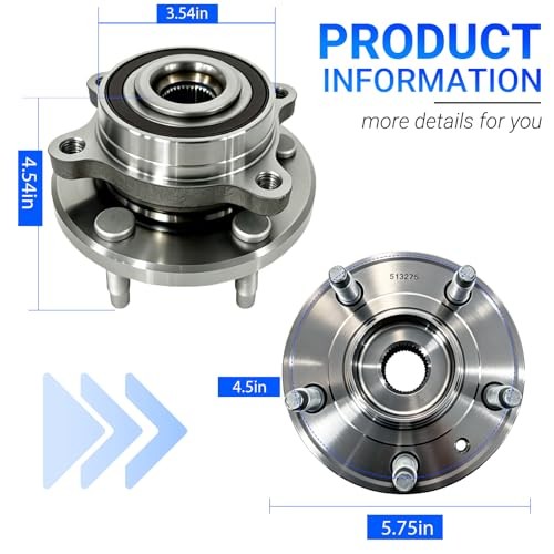 (2 Pack),Front Wheel Bearing and Hub Assembly,Precision Machined Steel 513275