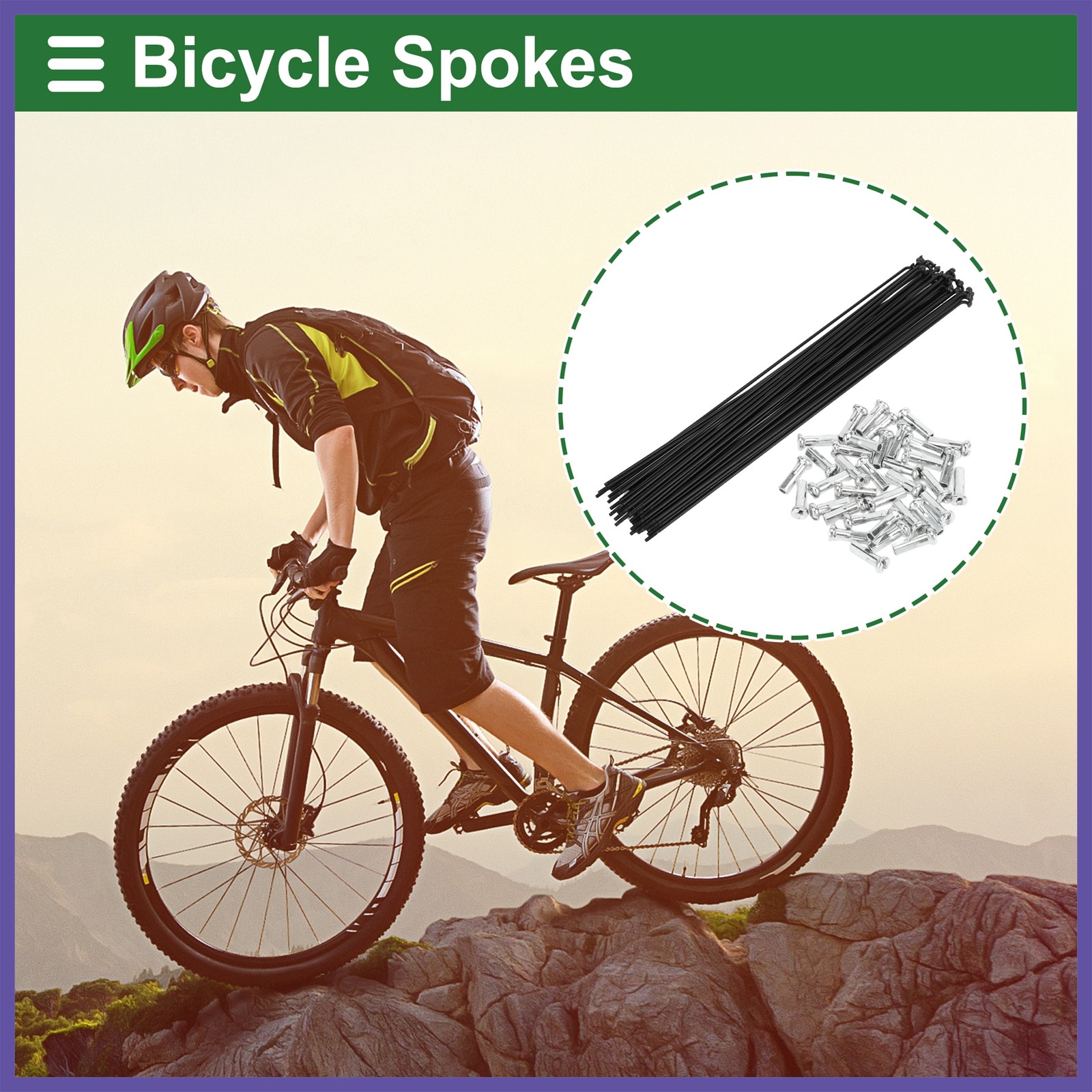 1Set 14G 255mm Length Bicycle Spokes Nipple Carbon Steel Black Universal