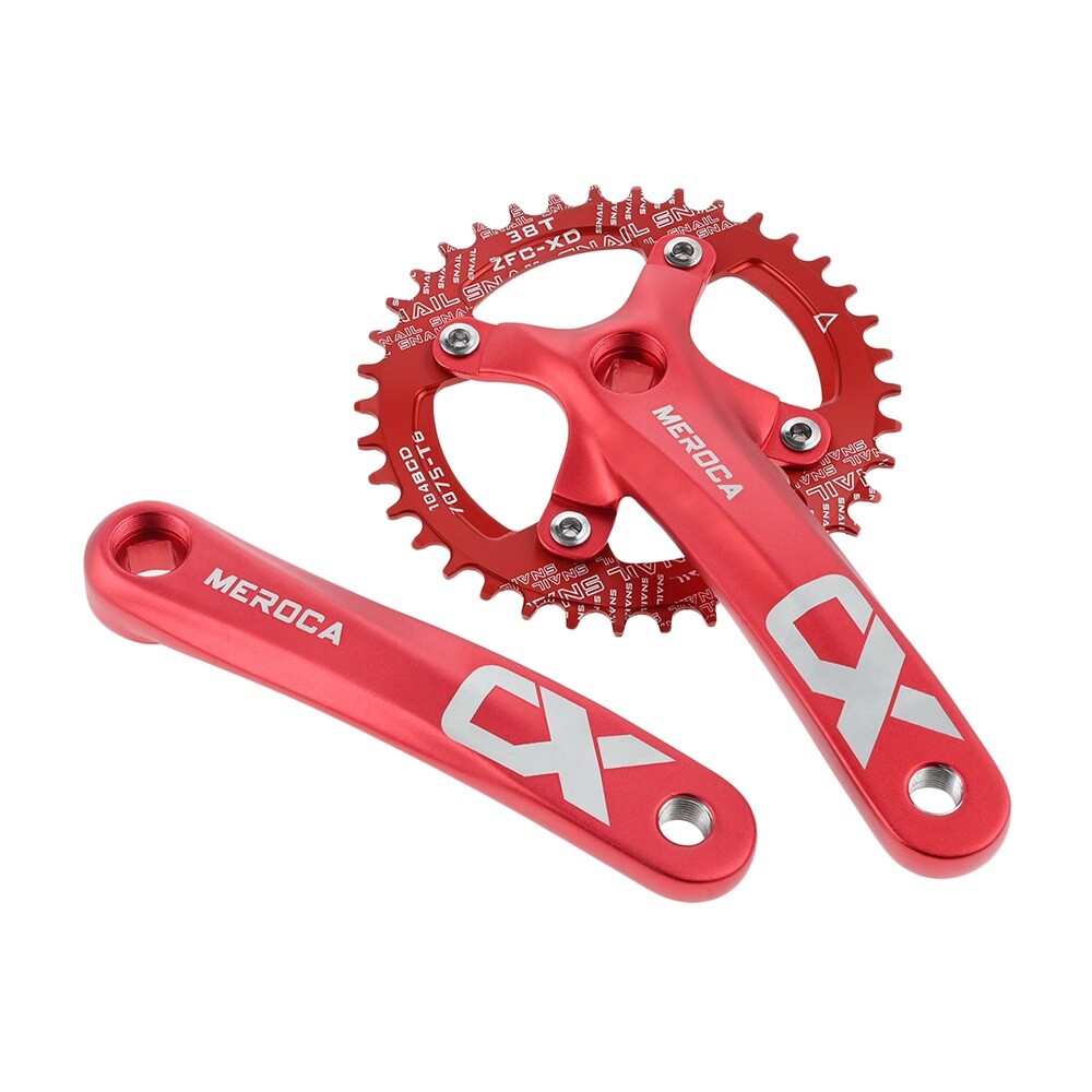 38T MTB Bicycle Crankset Bottom Bracket Aluminum Alloy 104BCD Chainring Red
