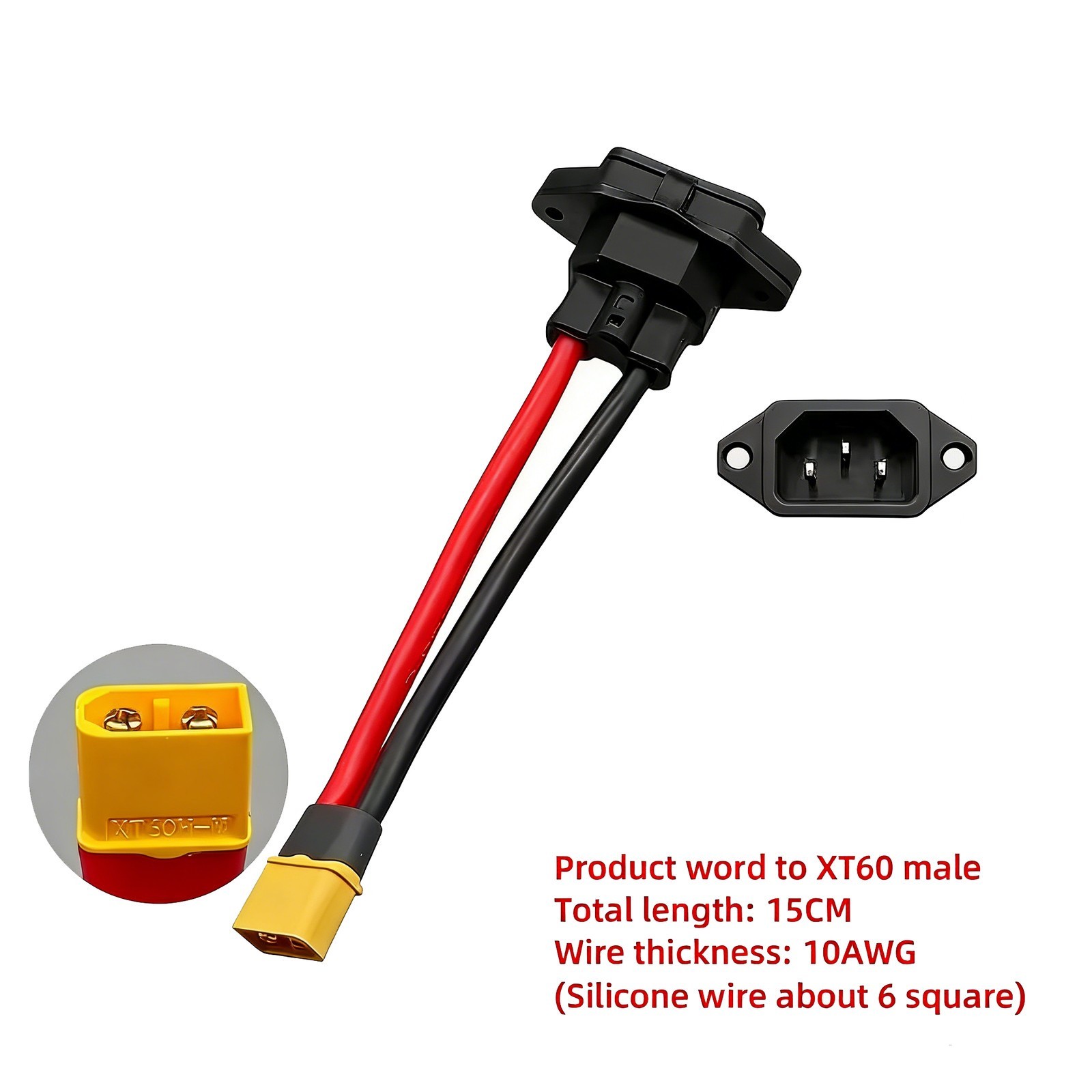 XT60 XT90 Male Female to 3-Pin Power Cable for Ebike Battery Charger SDE