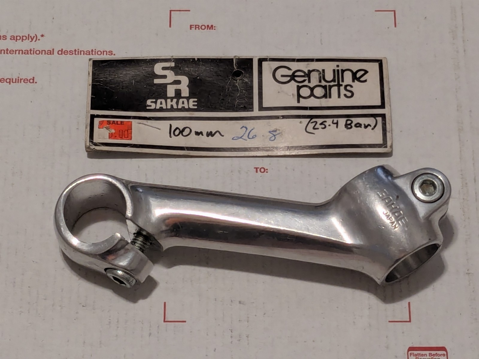Vintage NOS SR Sakae Tandem Stoker Stem J-89 26.8 25.4 100mm Bike Handlebar