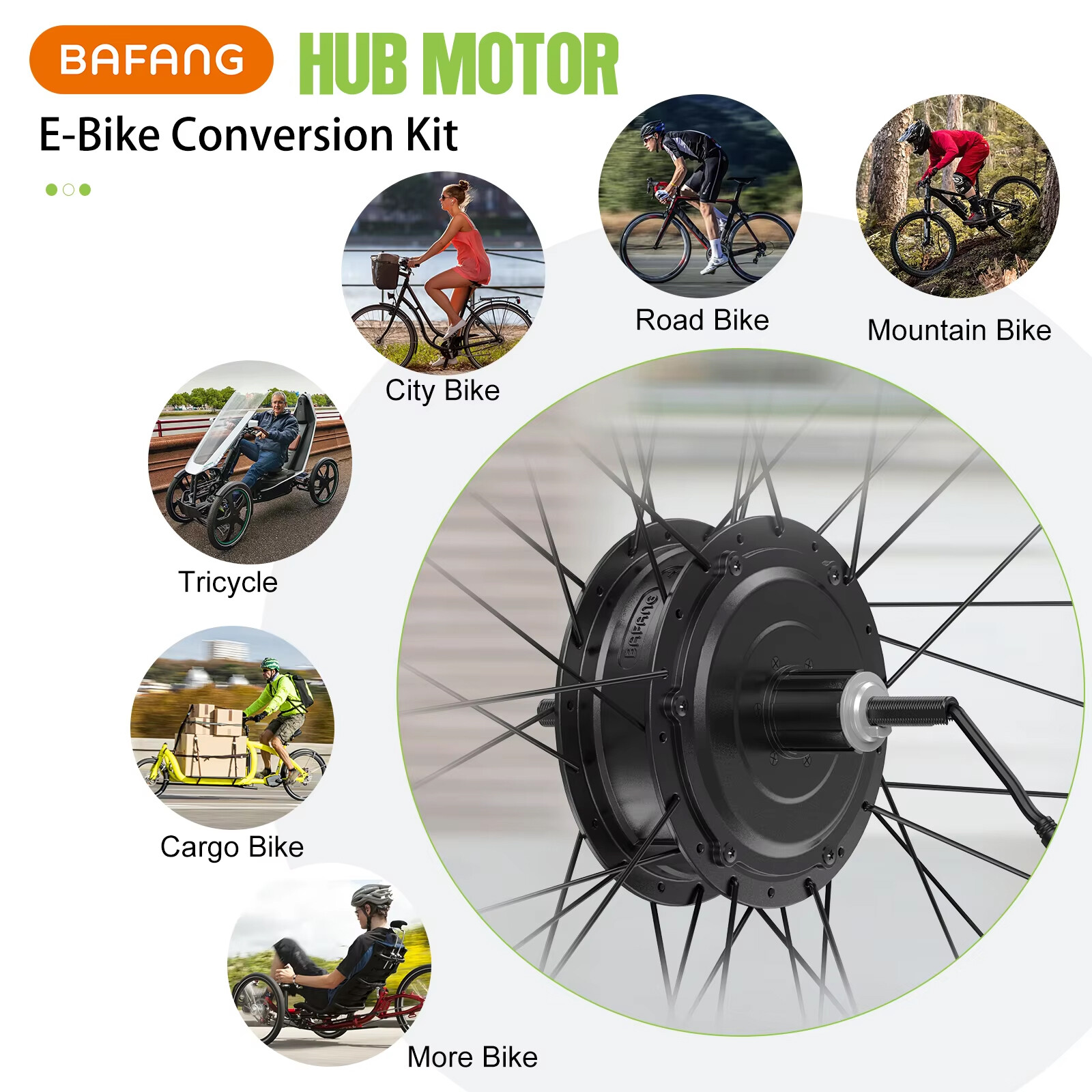 Bafang 48V 500W Front Rear Hub Motor Electric Bike Conversion Kit 26″ 27.5″ 700C