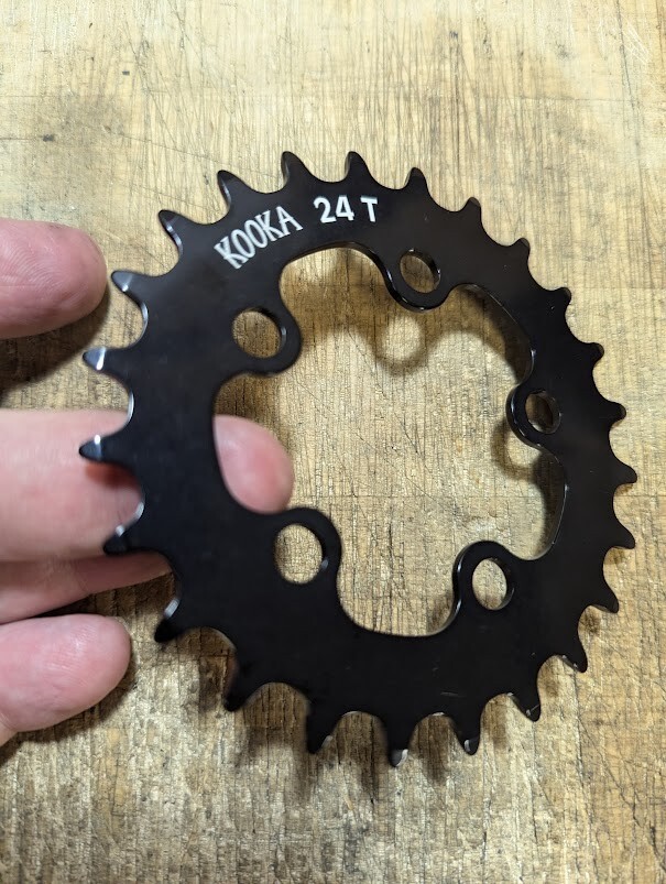 NOS KOOKA 24t 58mm bcd chainring MTB vintage (black) larger logo