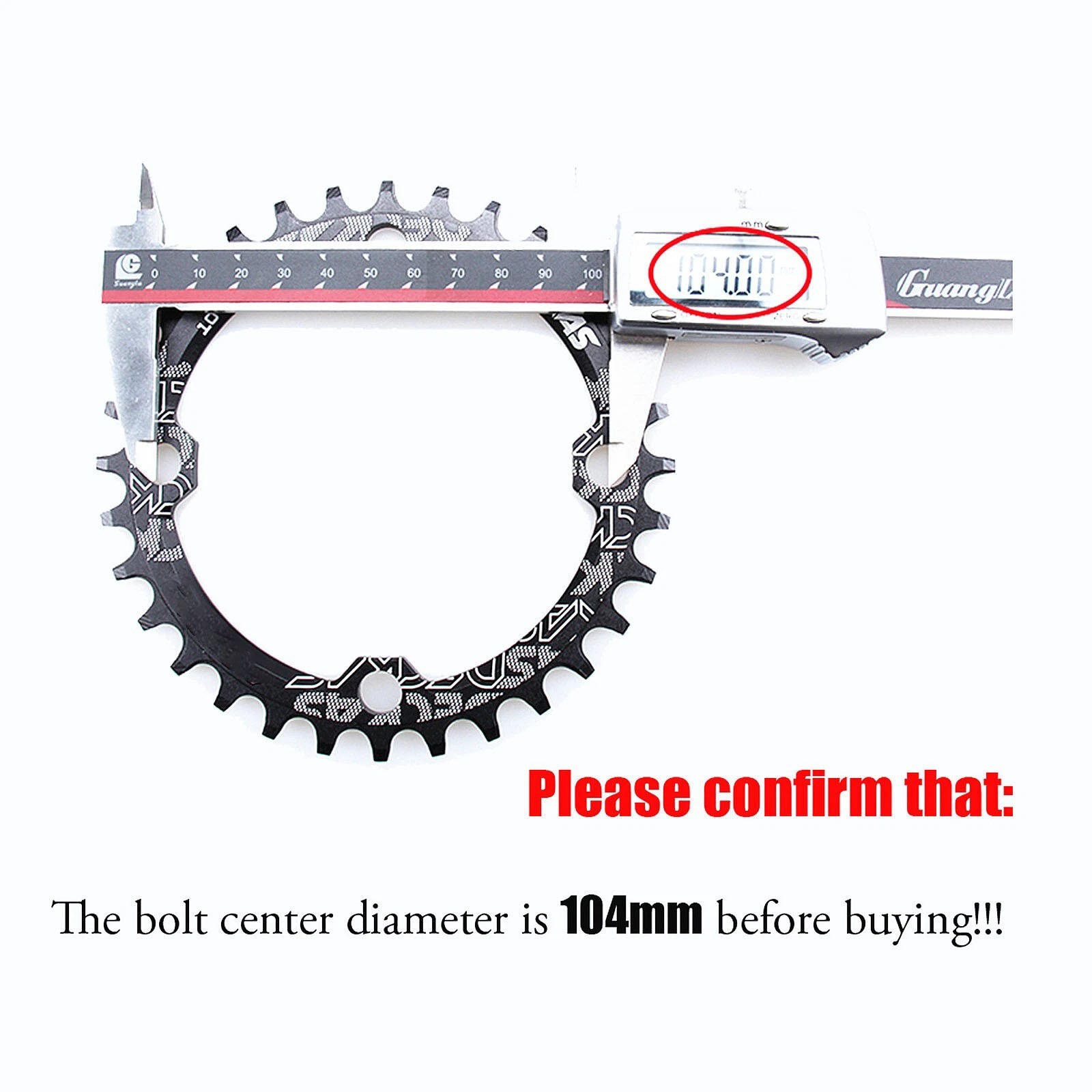 38T BCD104mm MTB Bike Chain Ring Narrow Wide Round Oval Chain Ring For DECKAS