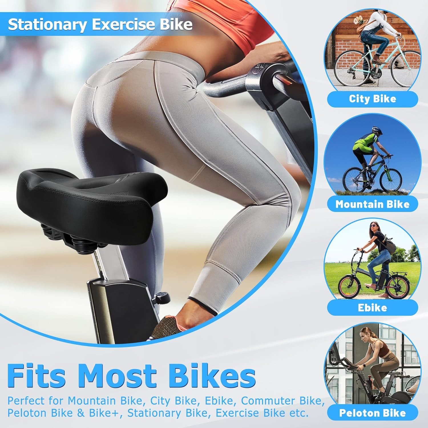 CDYWD Oversized Bike Seat for Men & Women Comfort, Extra Wide Bicycle Seat Cushi