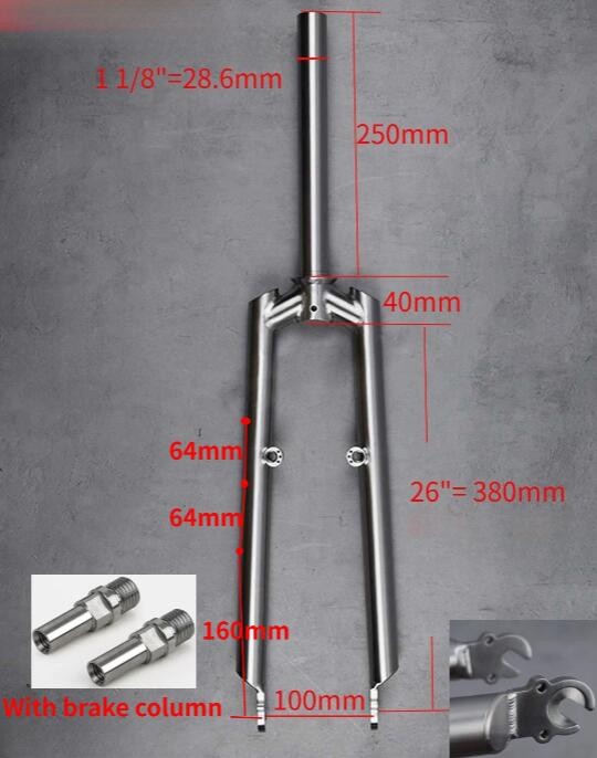 Titanium MTB Bicycle Front Fork square crown V brake 1 1/8″ For 26″ Wheelset