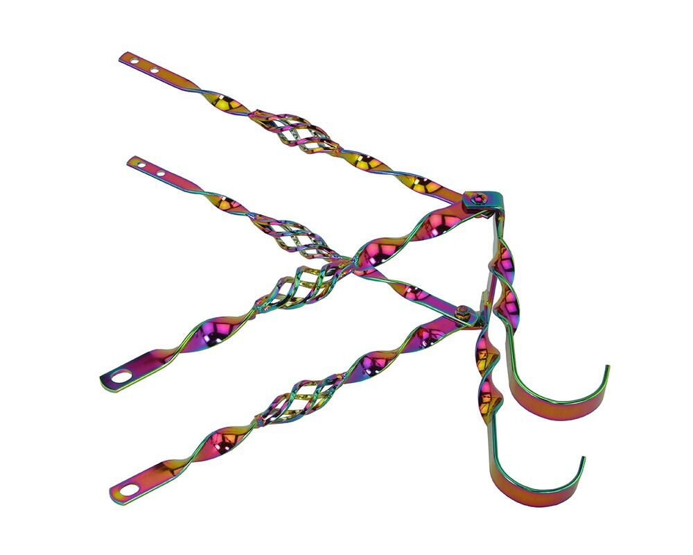 F&R ORIGINAL LOWRIDER 20″ Continental Kit Flat Twisted Bird-Cage Neon Oil Slick