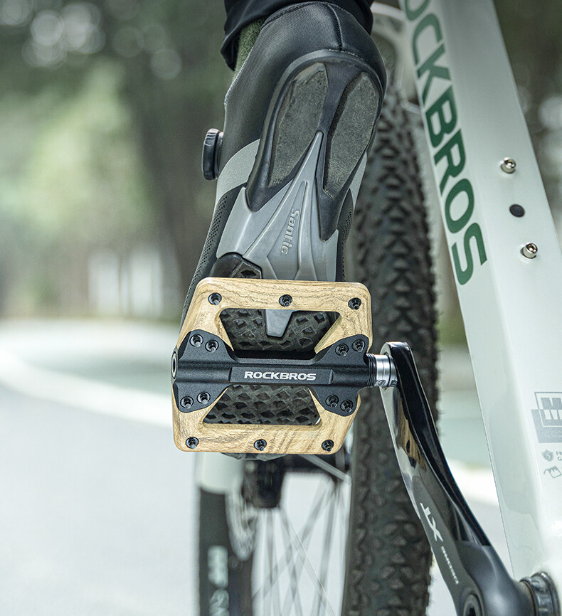 ROCKBROS Aluminum Nylon Bike Pedals Wood Grain Bearing Anti-Slip Bicycle Pedals