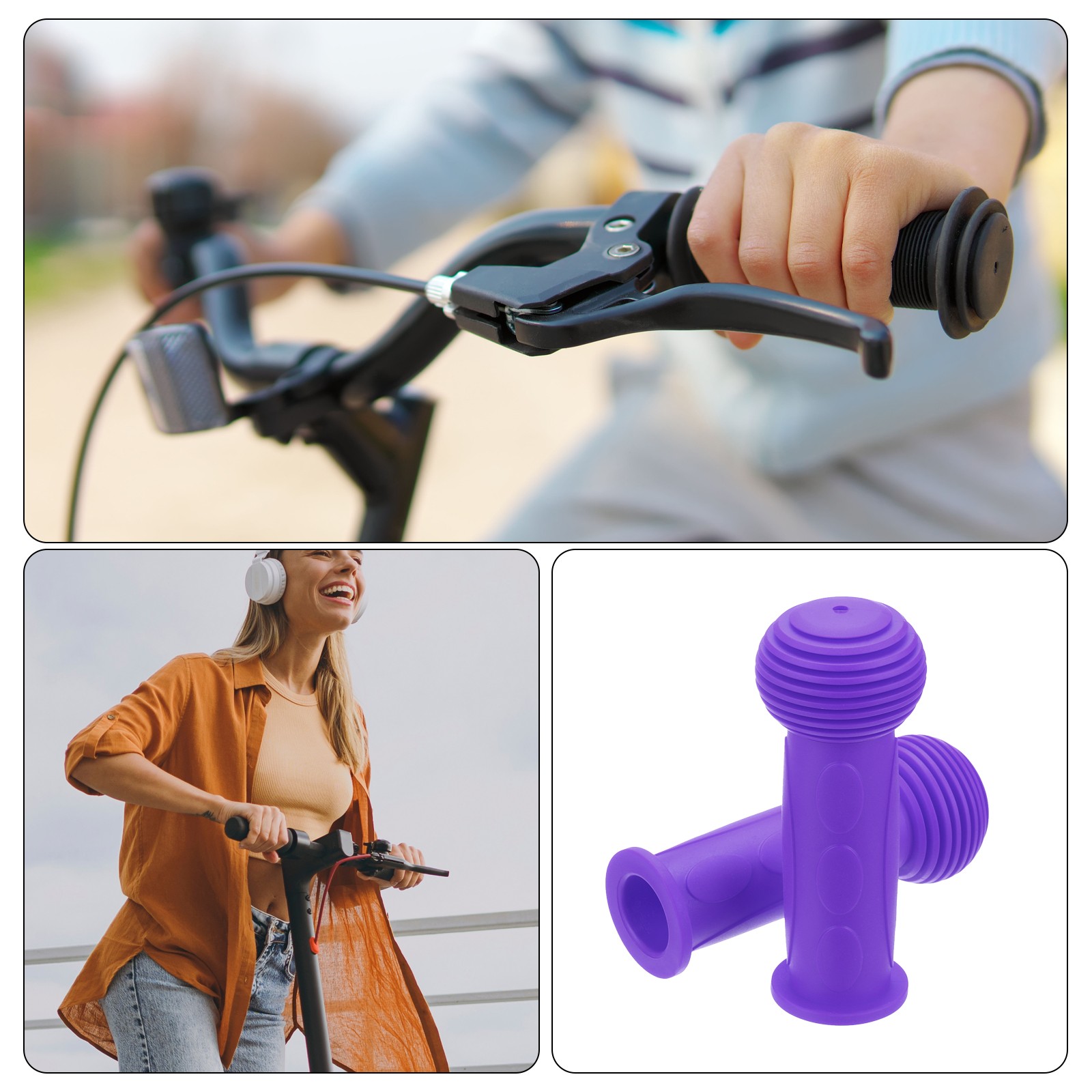 2pcs Bike Handlebar Grips 4.33″ Non-Slip Rubber Mushroom Grips Fit 7/8″,Purple