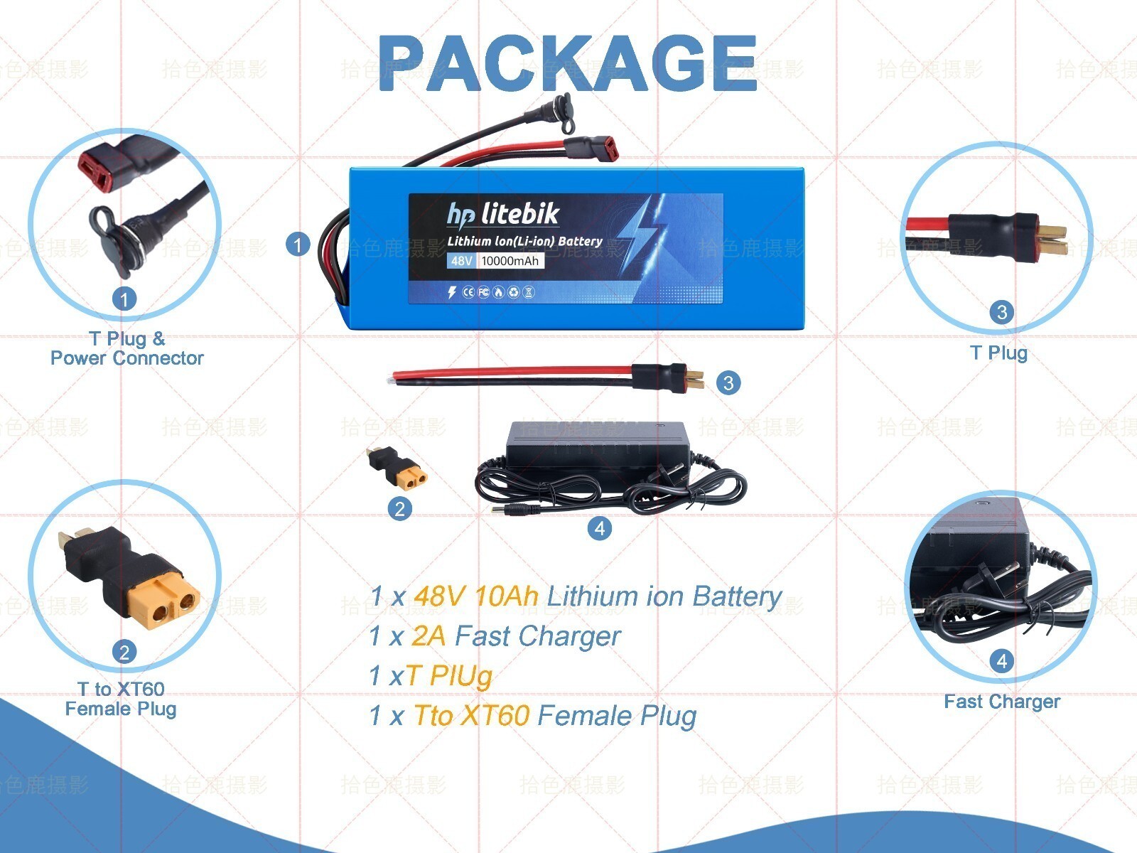 48V Ebike Battery w/30A BMS For 200W-1500W Electric Bike Bicycle Scooter Battery