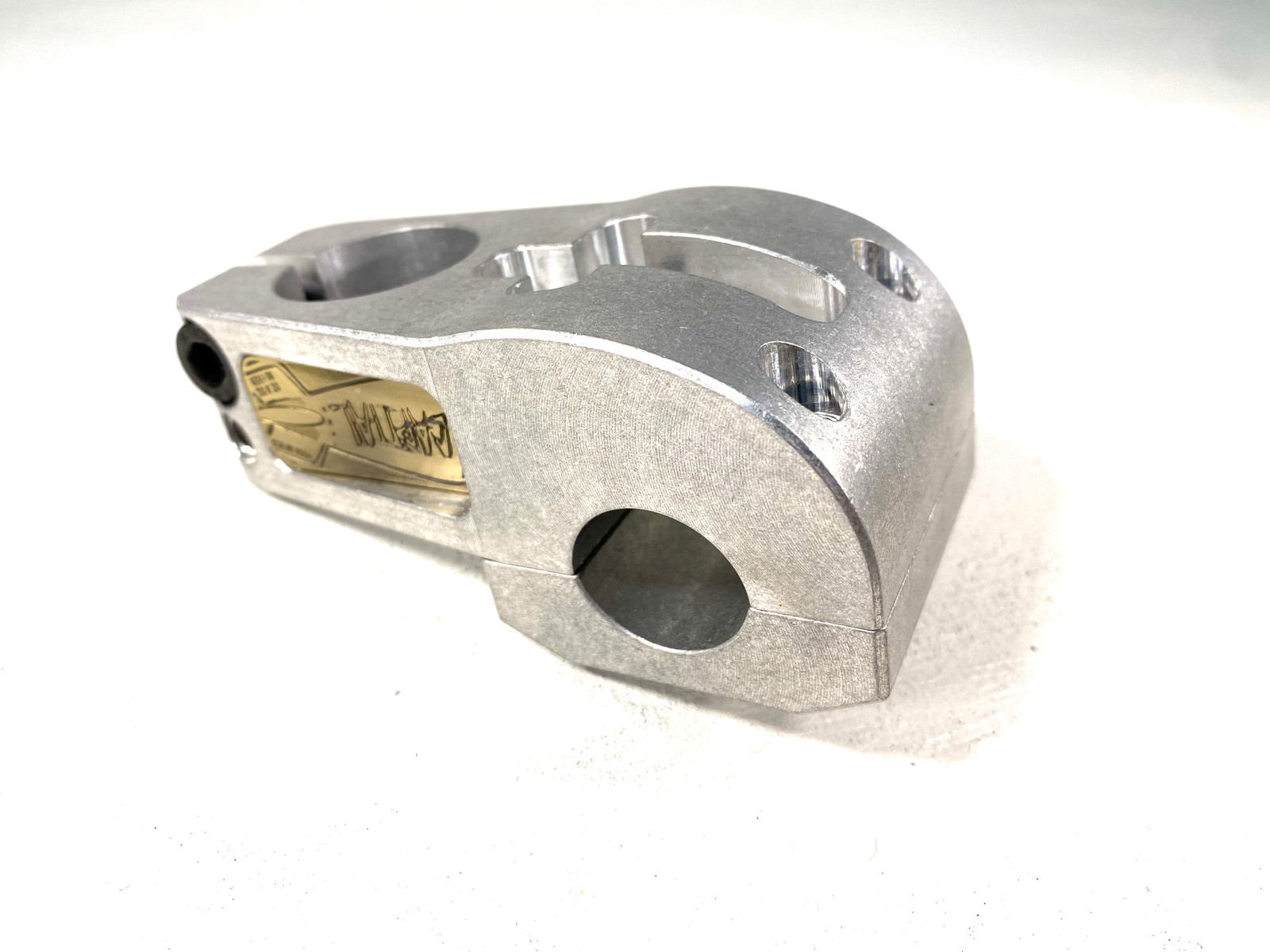 Capital Mortar BMX Stem – SAMPLE Blasted Raw w/ Brass Badges 50mm