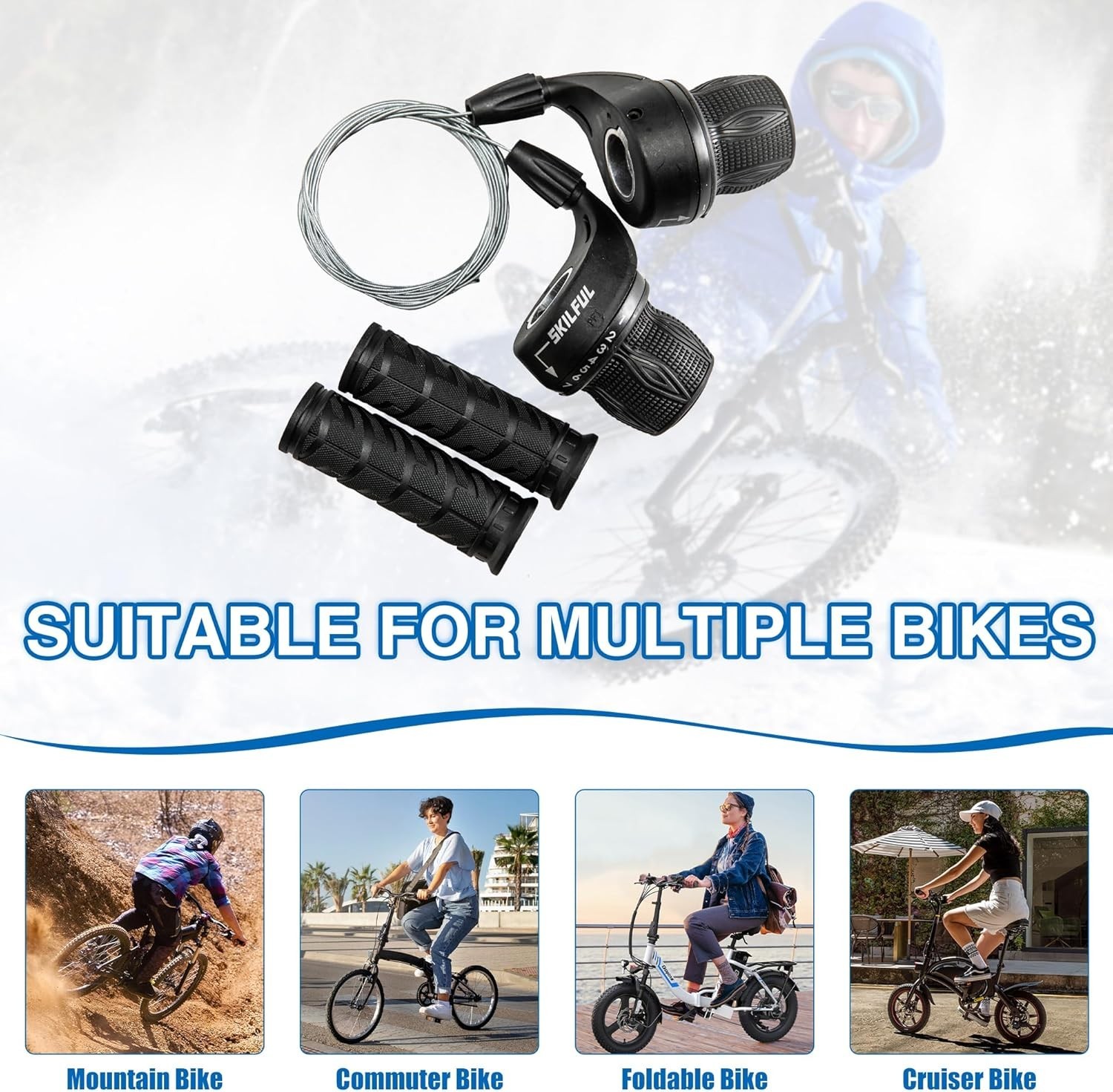 Versatile 21 Speed Grip Shift Shifter Pair for Mountain, Hybrid & Tricycle Bikes