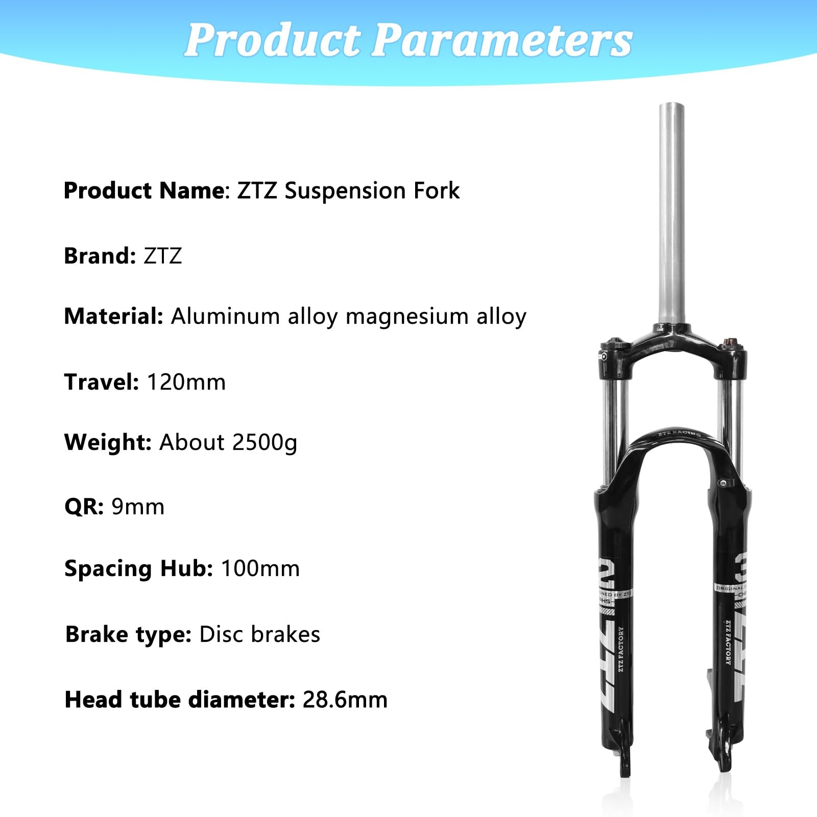 26″/27.5″/29″ MTB Suspension Fork,100mm Travel, 9mm QR,100mm Spacing Hub,28.6…