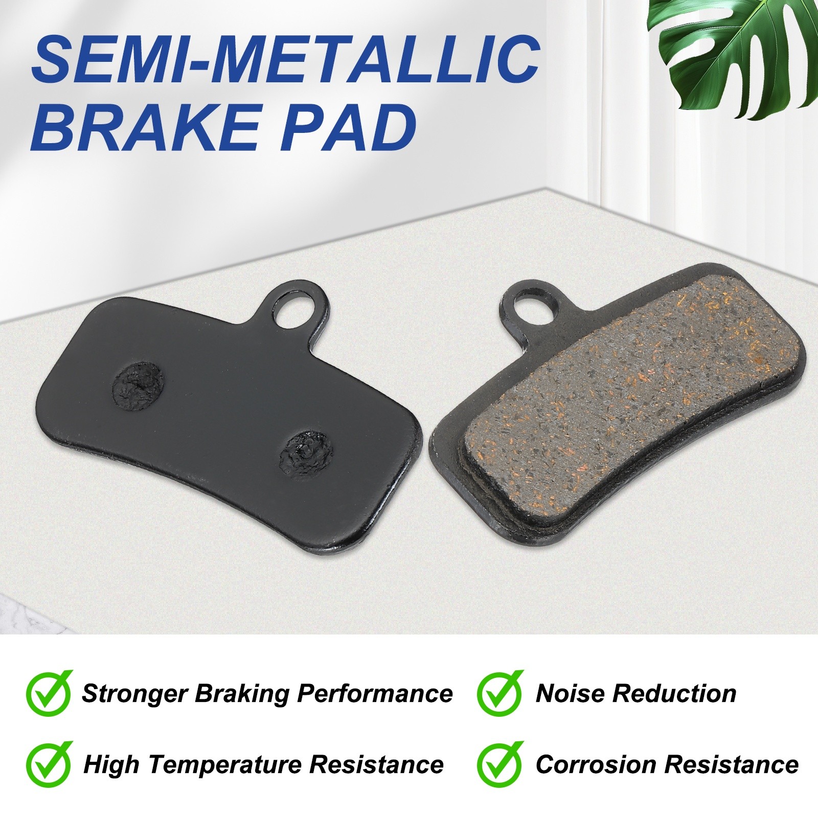 Disc Brake Pad 1.56″ x 0.65″ Bike Brake Pads with Spring and Pin, Black