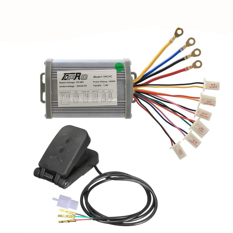 48V 1000W Brushed Controller Foot Pedal for E-bike Go Kart Golf Cart Bicycle ATV