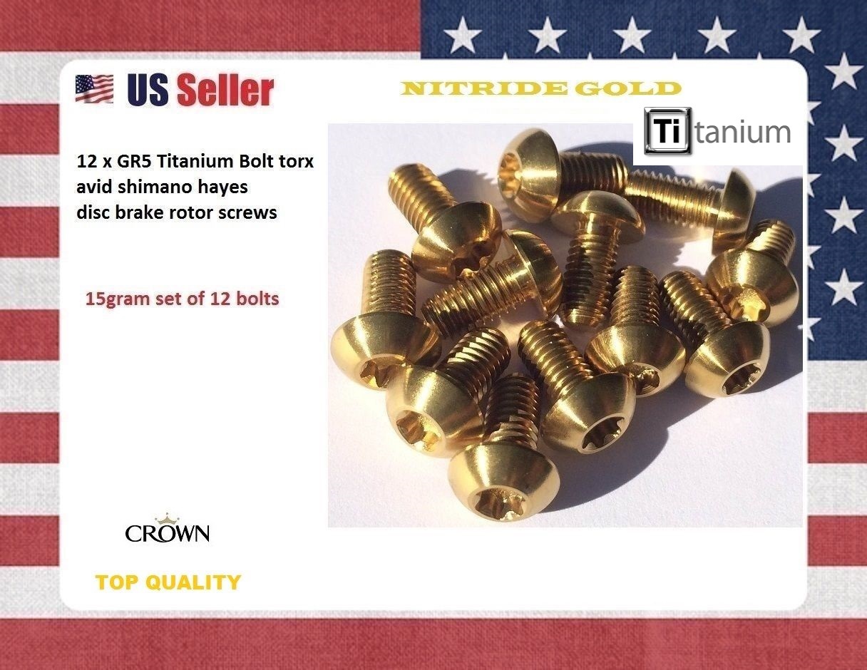12 X Ti titanium Gold NITRIDE Bolts torx M5x10 disc brake rotor Bolts GRADE 5