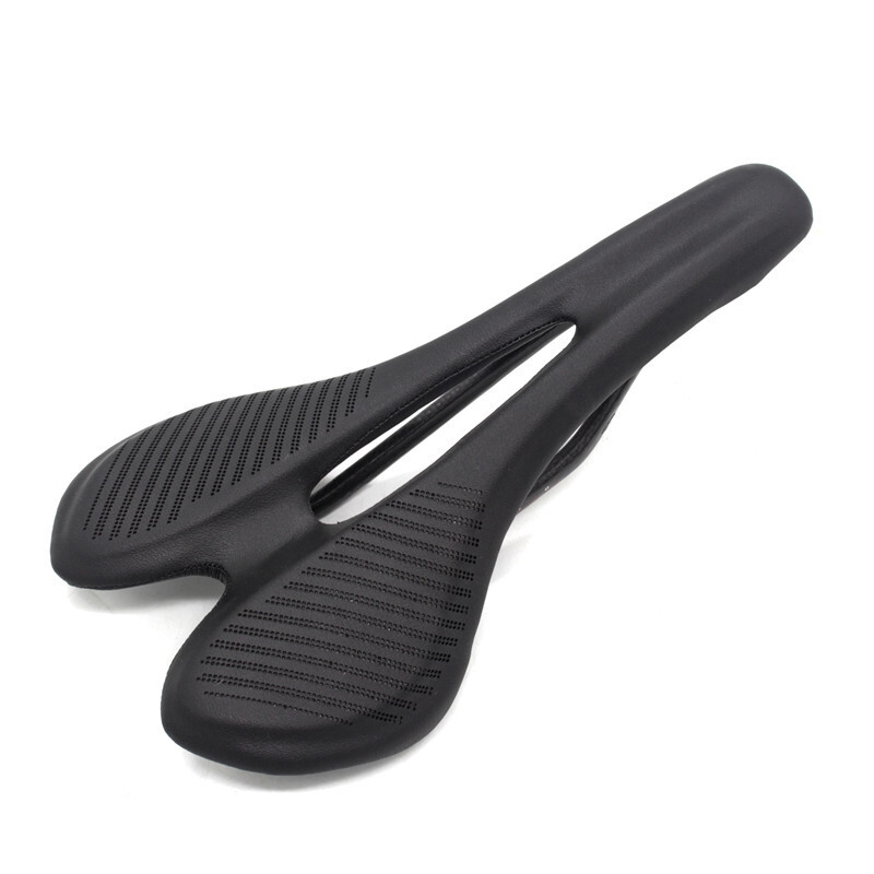 Black Bicycle Saddle Carbon Fiber Leather MTB Road Bike Seat 270*143mm Oval Rail
