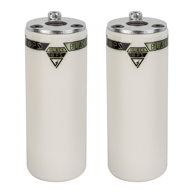 Black Ops BMX NyloLite Axle Pegs – 3/8″ or 14mm axle – super hard nylon WHITE
