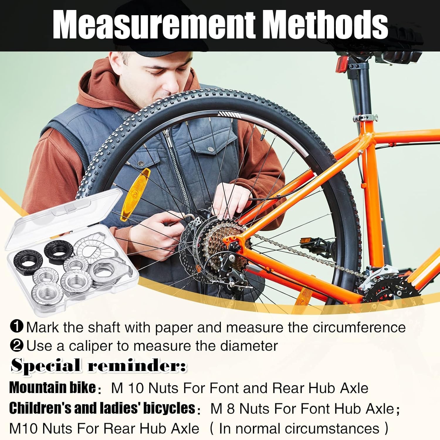 Complete Bike Hub Parts Set – 12 Pcs Axle Nuts & Safety Washers for Safe Riding