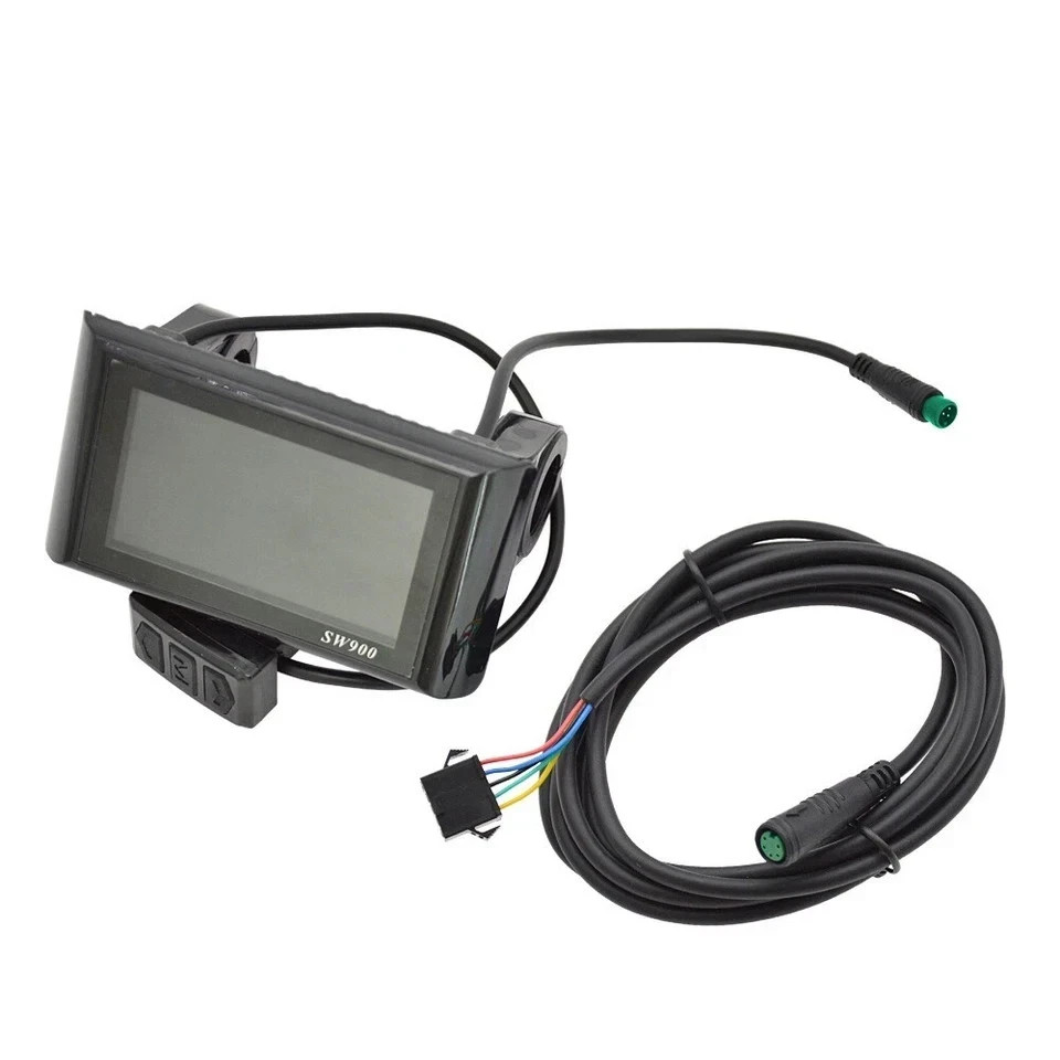 E-Bike SW900 LCD Display 24V/36V/48V/60V LCD Meter Panel Display SM/WP Plug