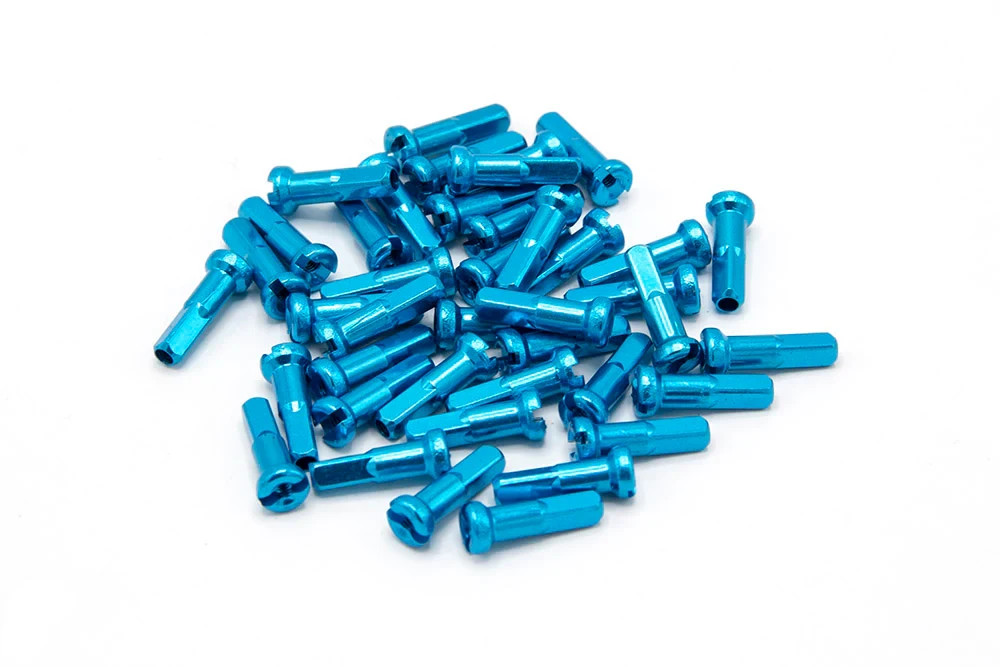 MERRITT 14G BICYCLE SPOKE NIPPLES – BMX SPOKE NIPPLES – 40PK – LIGHT BLUE