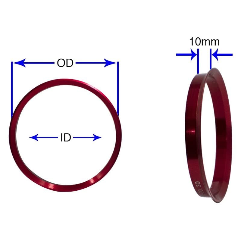 4 Pcs Aluminum Hub Centric Rings OD 72.56mm ID 67.10mm Fits 72.56mm OD Metal