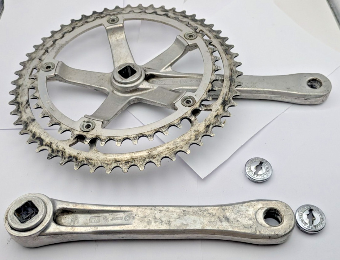 SAKAE SR SIGNATURE CRANKSET 175MM 42T 52T SILVER ALUMINUM DOUBLE JAPAN