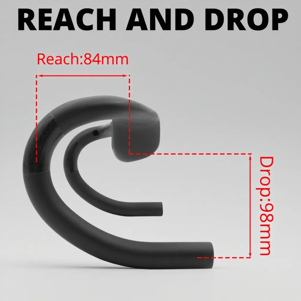 30mm Rise Carbon Fiber Gravel Road Bike Handlebar 400-440mm Internal Cable