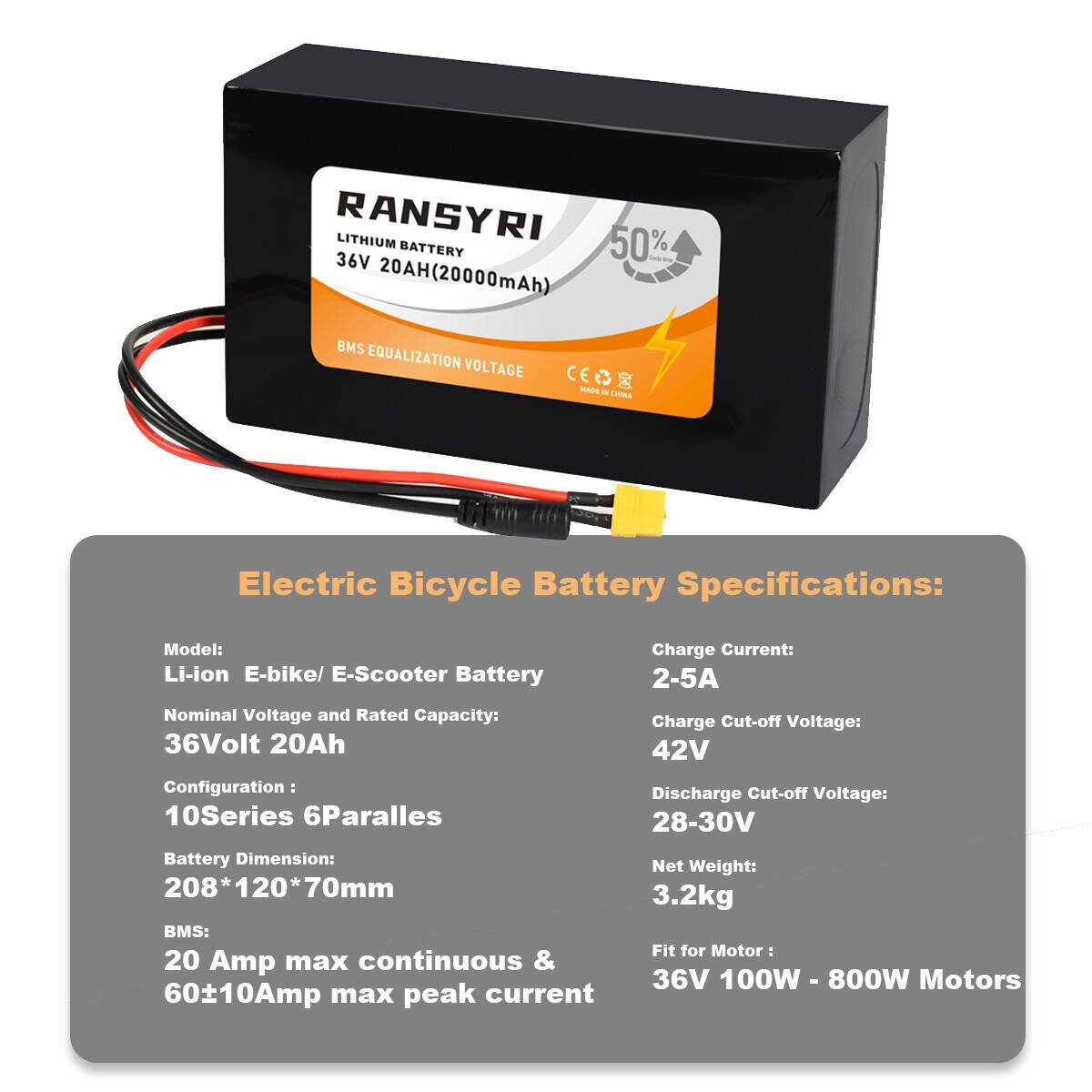 36V 20AH Battery Li-ion Battery Pack High Performance for Electric motor