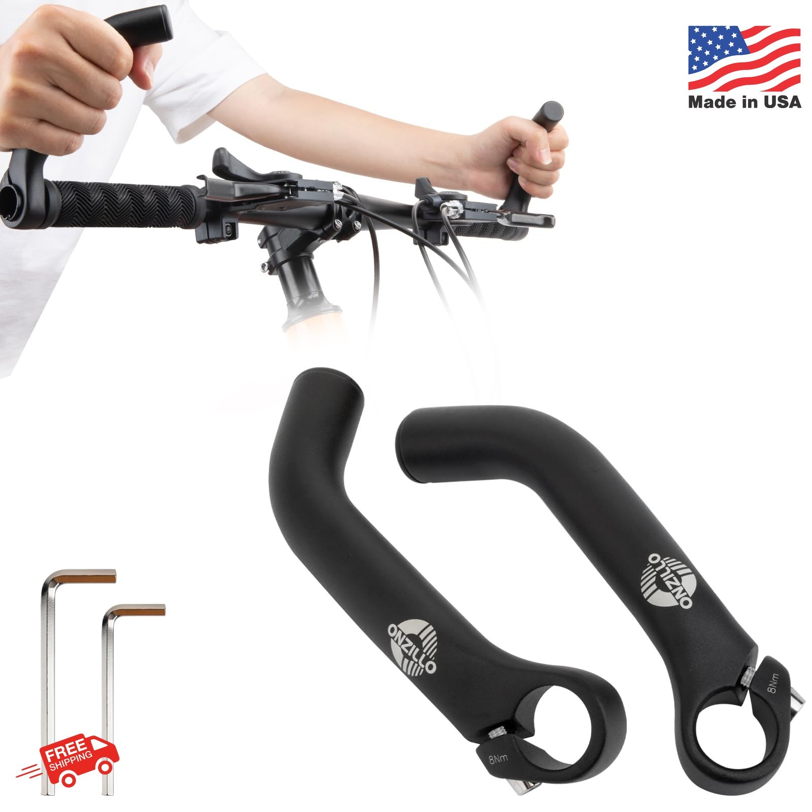 Upgraded Bike Bar Ends, Ergonomic Bicycle Handlebar Ends Extension,Aluminium MTB