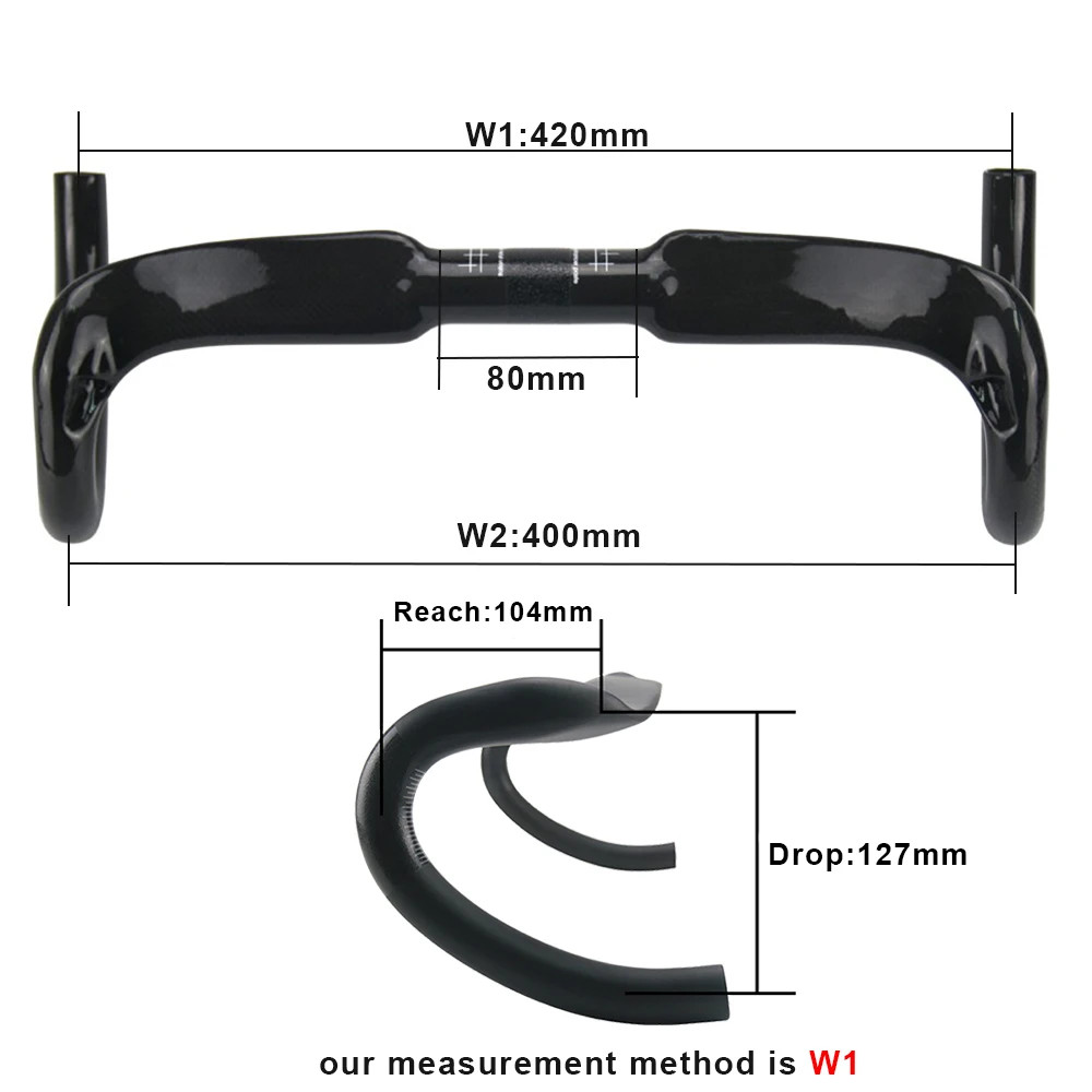 Carbon Fiber Handlebar Racing Bike Bent Bar 31.8mm Inner Routing 400/420/440mm