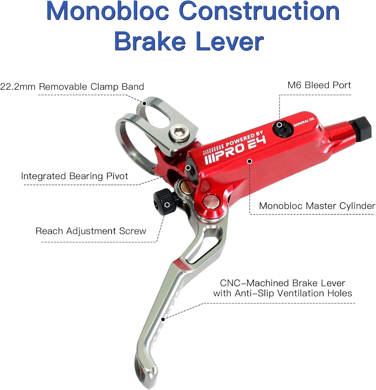 ZTZ IIIPRO E4 MTB Hydraulic Disc Brake Set, 4-Piston Hydraulic Brake Kit for MTB