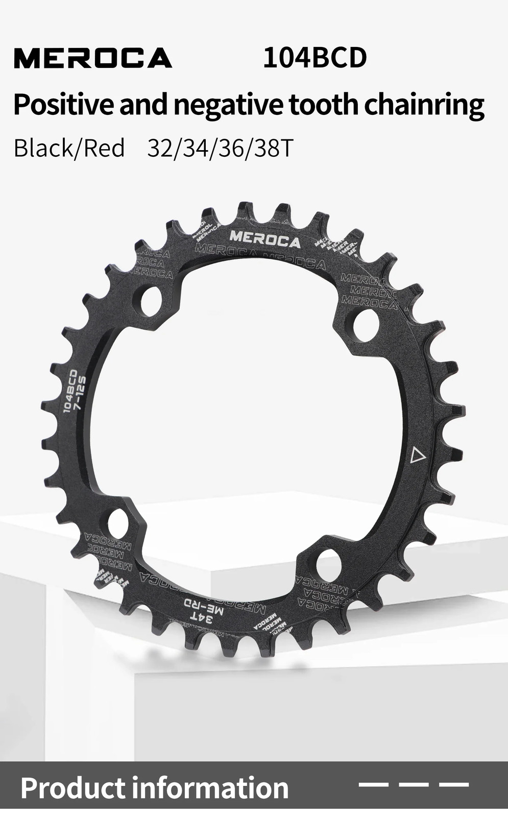 Ultralight 104BCD Round Narrow-Wide MTB Chainring 32T/34T/36T/38T Bicycle Parts