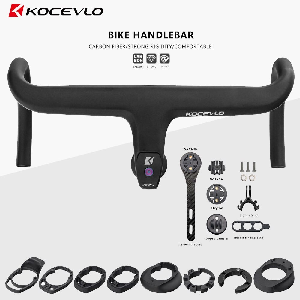Bike Integrated Carbon Handlebar Road Bicycle Drop Bar 360-440mm with Spacers