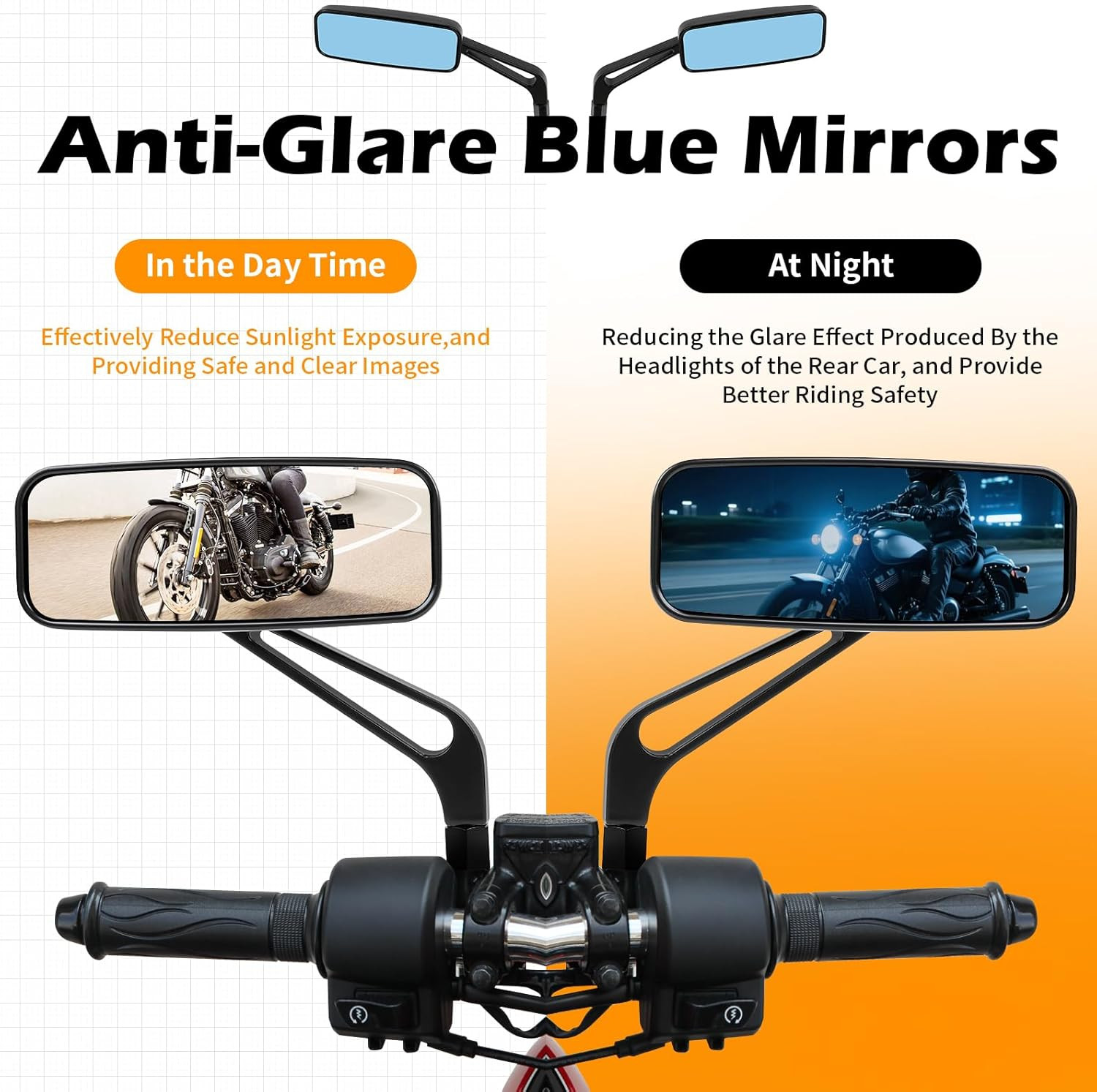 8Mm/10Mm Black Rectangle Motorcycle Rear View Side Mirrors Compatible with Honda
