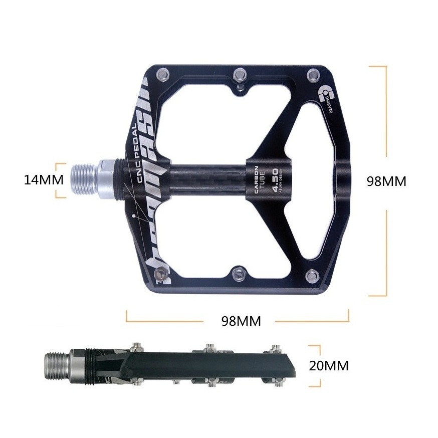 Aluminum Carbon Road MTB Mountain Bike XC Bicycle Pedal Bearing Flat Pedals Gray