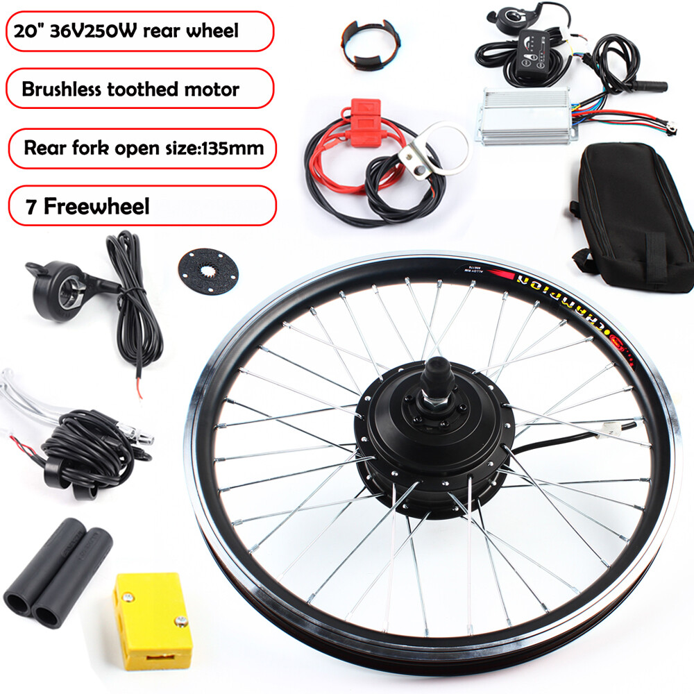 20″ Rear Wheel Electric Bicycle Motor Kit E-Bike Cycling Hub Conversion 36V 250W