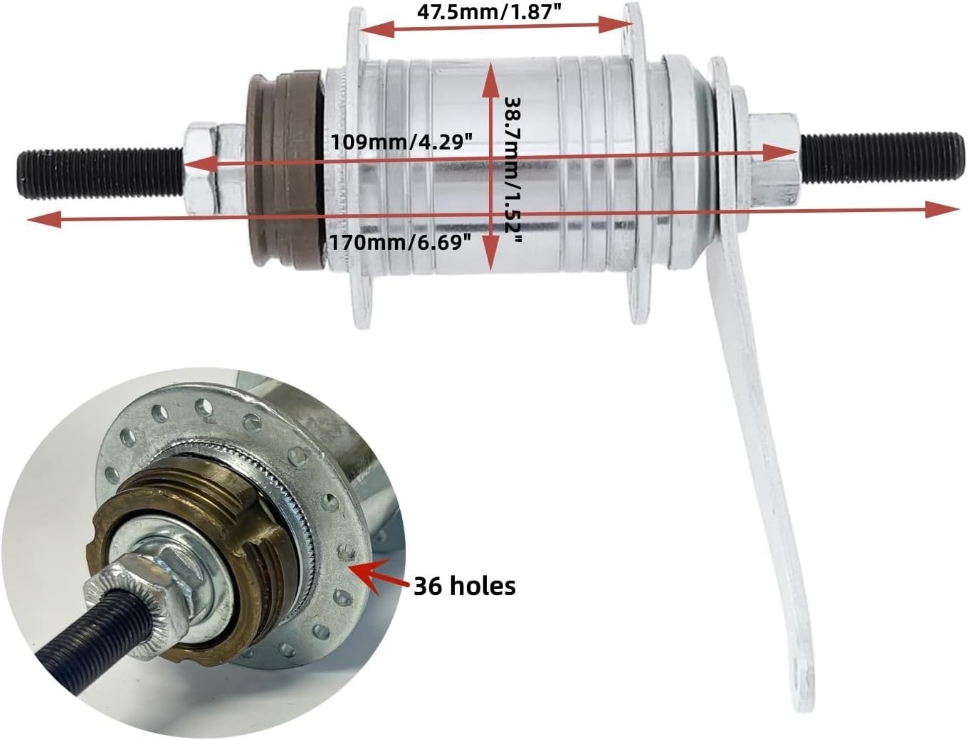 Bicycle Coaster Brake Hub 36 Hole Stainless Steel Rear Bike Freehub Single Speed